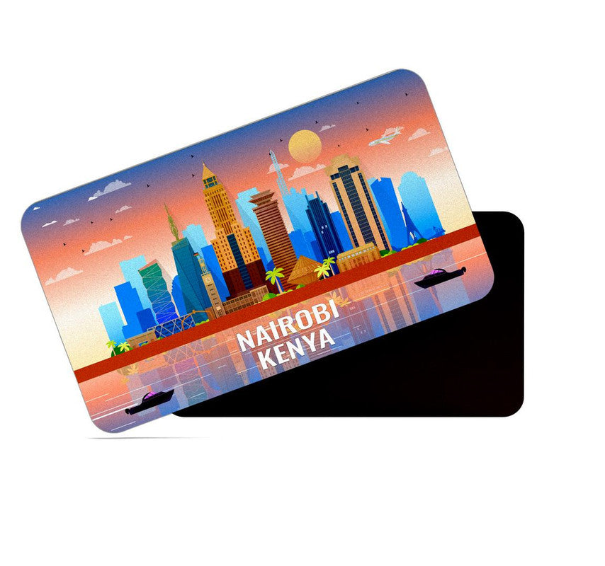 dhcrafts Rectangular Rubber Fridge Magnet / Magnetic Card Multicolor Kenya Nairobi Design Pack of 1 (8.6cm x 5.4cm)